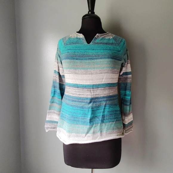 Eddie Bauer Striped Cotton Ombre Sweater - Picture 1 of 4